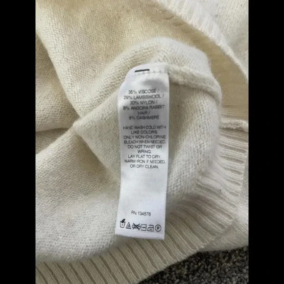 Vineyard Vines Cashmere Lambs Wool Sea Shell Sweater Angora Rabbit Cream Size XS - Picture 5 of 6